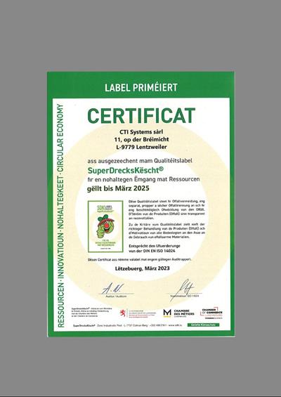 Certificat ISO 14024 (LU) - Documents