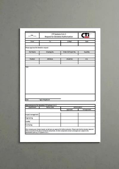 Request for deviation authorisation