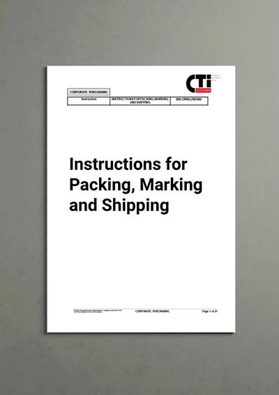 Instructions for packing, marking and shipping